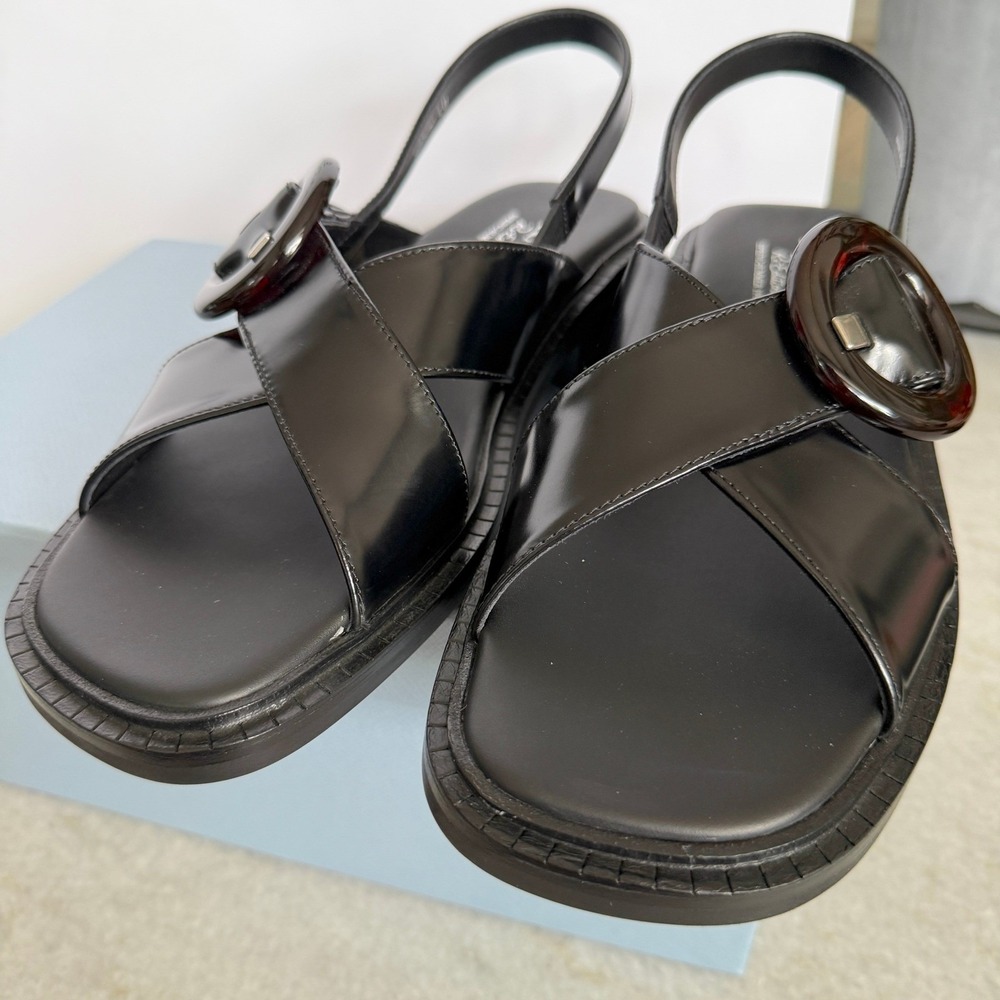 Prada 1X962N Women's Leather slingback sandals shoes, size 37 (US 7) - Picture 12 of 15